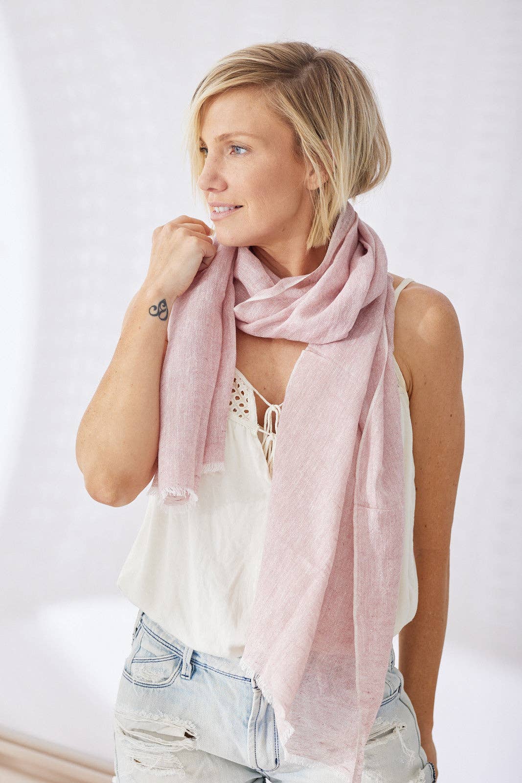 Marseille Linen Scarf - Dusty Pink