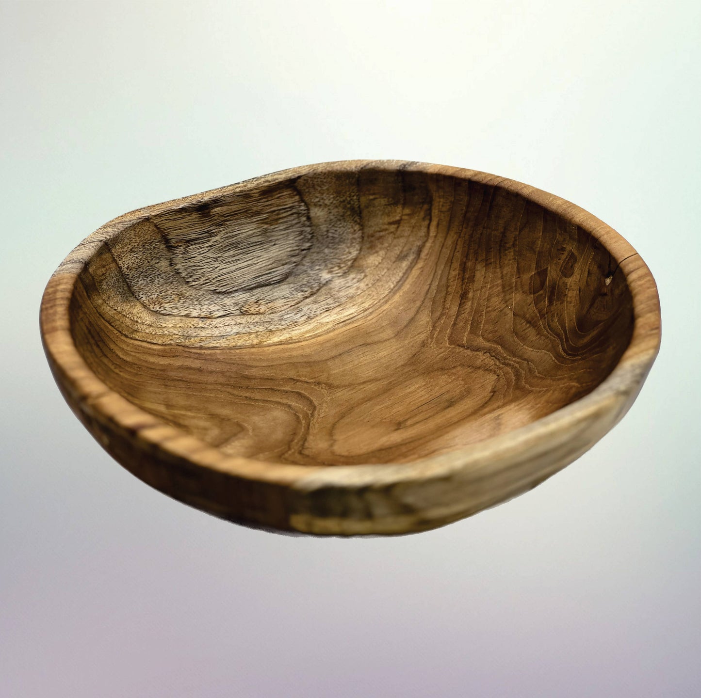 Medium Live Edge Salvaged Teak Bowl - Hand Carved Wood Bowl