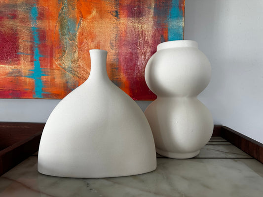 Modern Simple Ceramic Art Vase Dried Flowers  Double Round