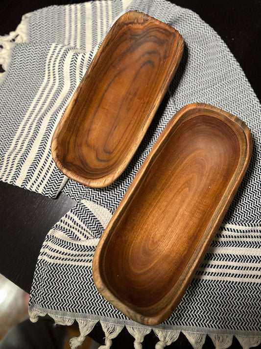Salvaged Teak Root Oval Rustic Bowls - Hand Carved - Medium