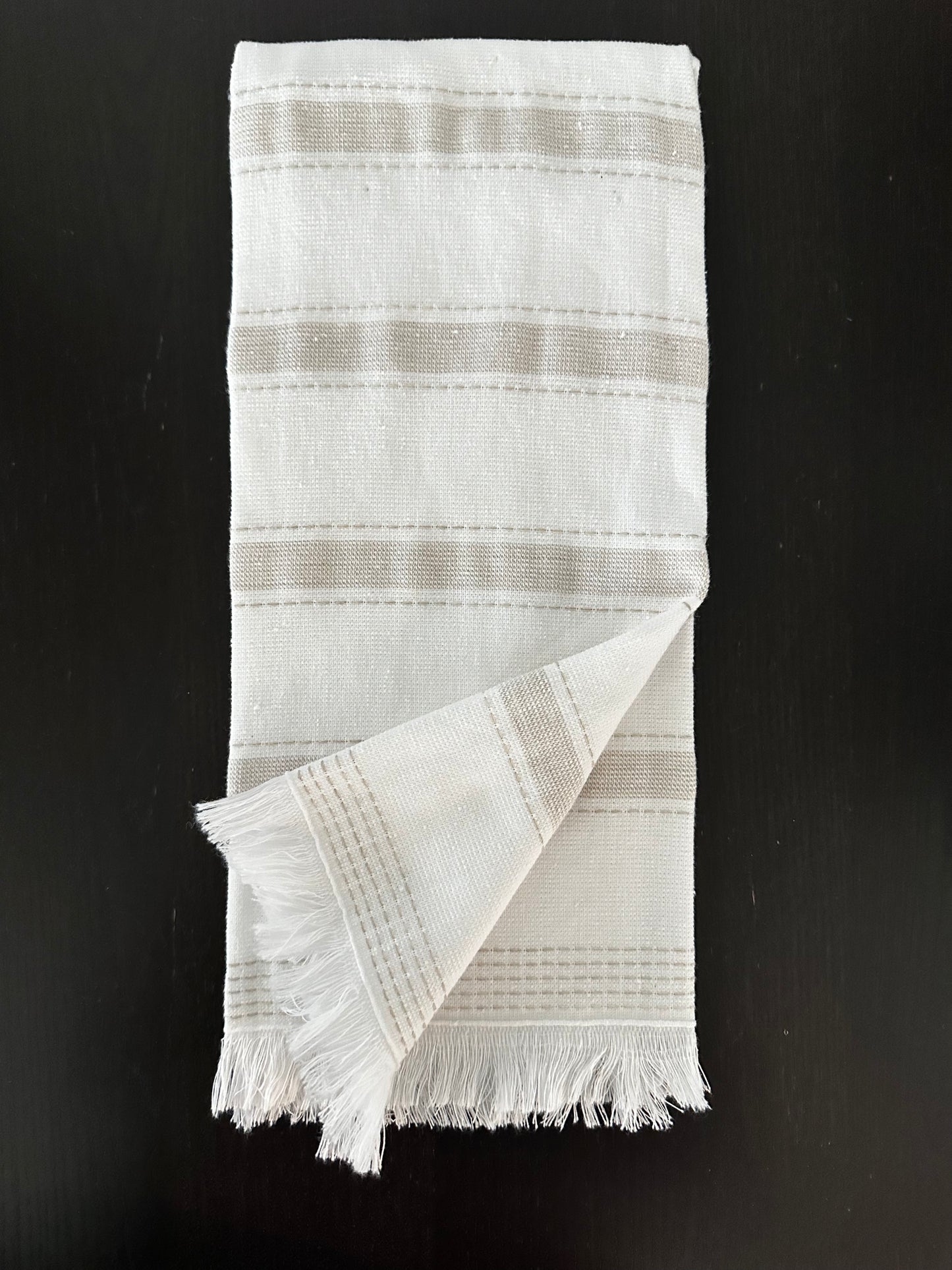 100% Turkish Cotton Kitchen Towel Beige and White