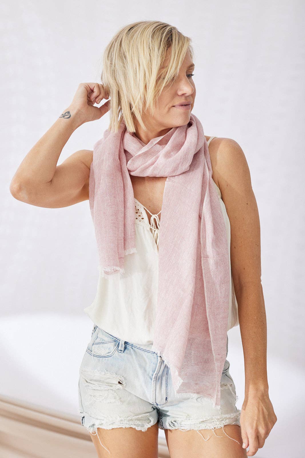 Marseille Linen Scarf - Dusty Pink